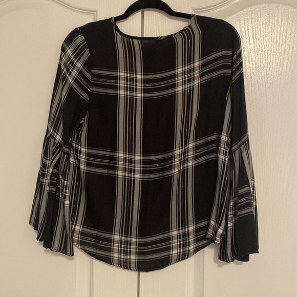 Design Lab Plaid Blouse with Bell Sleeves - Picture 2 of 4